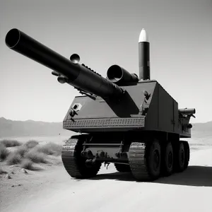 Military tank launching anti-aircraft missile, field artillery.