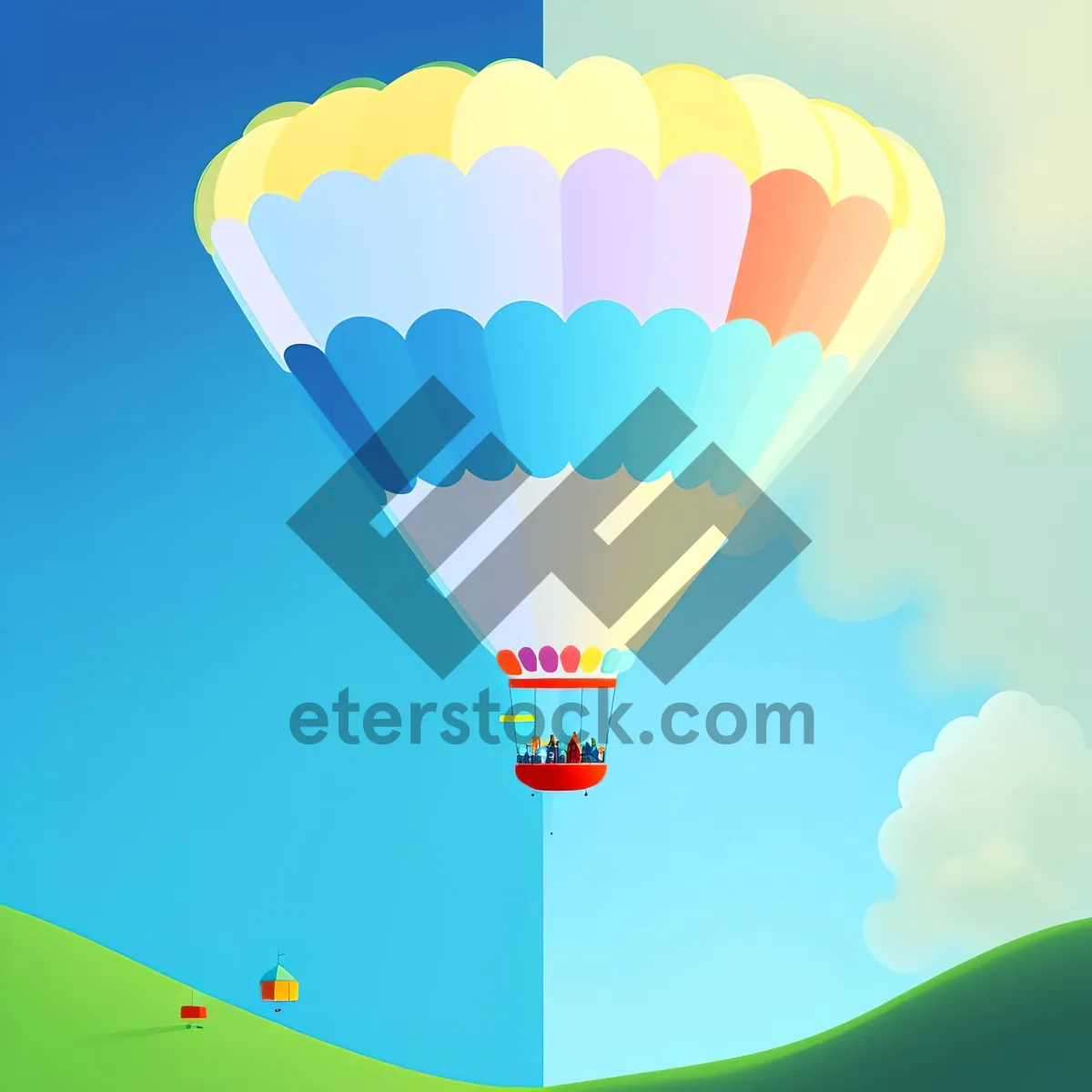 Picture of Colorful Hot Air Balloon Flying in the Sky
