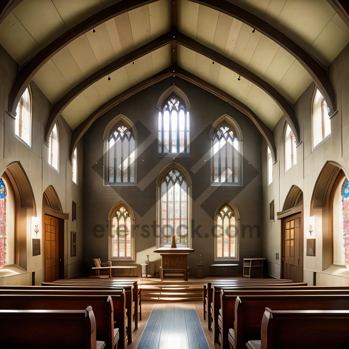 Picture of Iconic Gothic Cathedral Interior with Magnificent Vaulted Ceiling