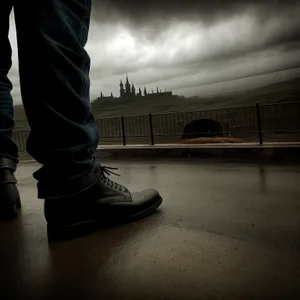 Man's Leg in Skateboard Loafer Footwear