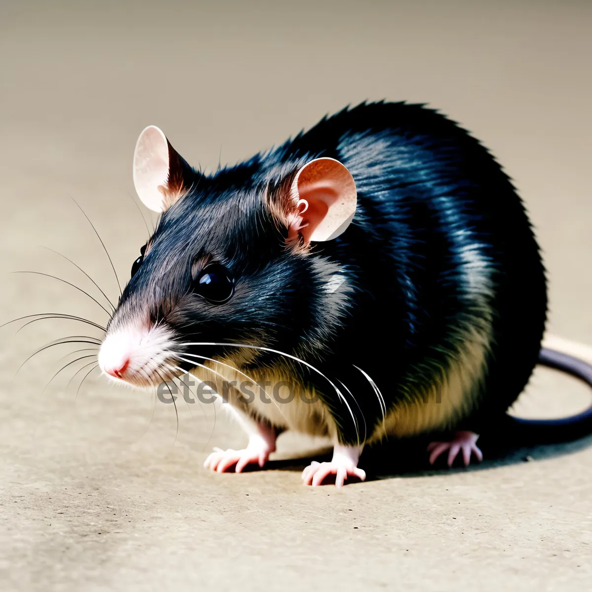 Picture of Cute Gray Rat with Curious Whiskers