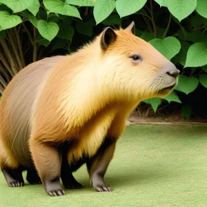 Cute Brown Guinea Pig Posing on Grass