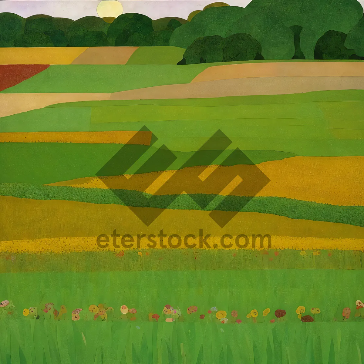 Picture of Golden Wheat Field Under Blue Sky