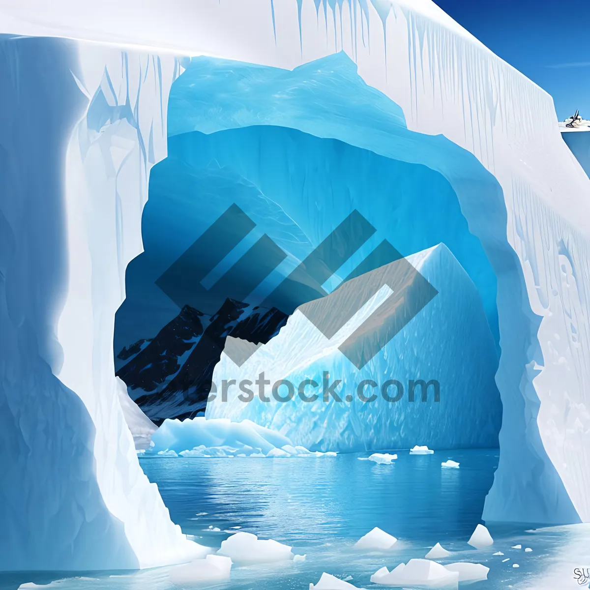 Picture of Frozen Arctic Landscape with Majestic Glacier in Winter