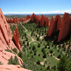 Desert Serenity: Majestic Sandstone Cliffs and Mountain Vista