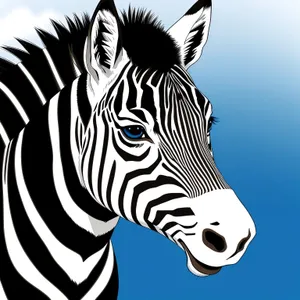 Striped Zebra Grazing in Wildlife Reserve.