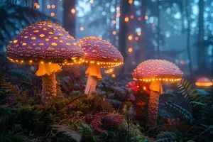 Night Market Stall Selling Fresh Mushrooms