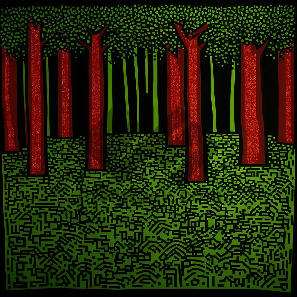 Picture of Colorful Row of Wooden Pencils in School Art Class