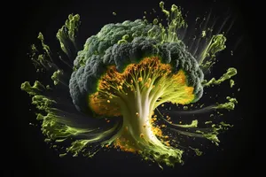 Festive Vegetable Display with Fireworks