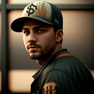 Handsome male athlete posing with baseball equipment