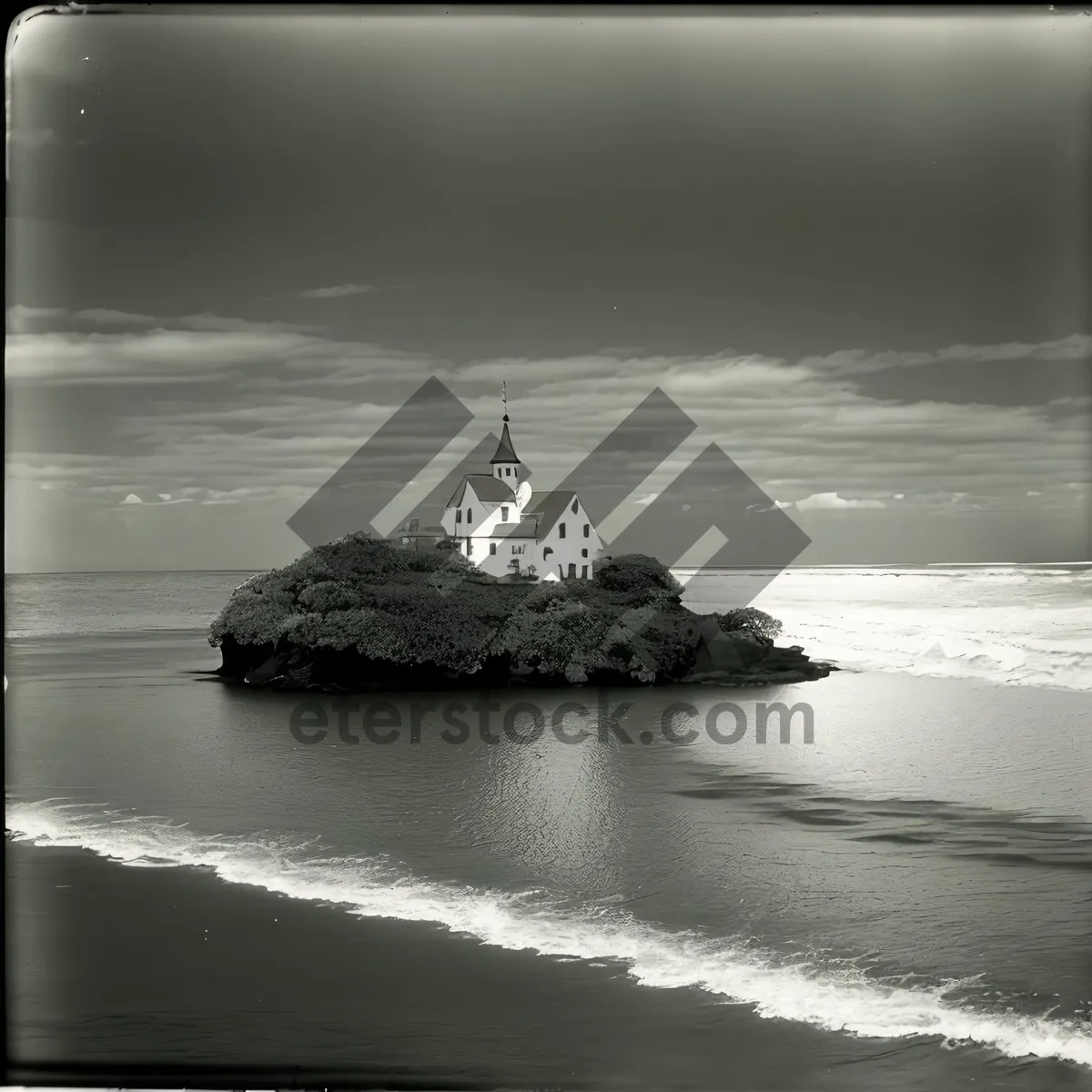 Picture of Serene Coastal Beauty: Waves crashing on sandy shores under a sunny sky