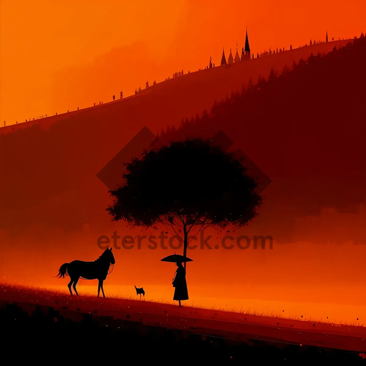 Picture of Radiant Sunset Serenity: Silhouetted Giraffe at Dusk