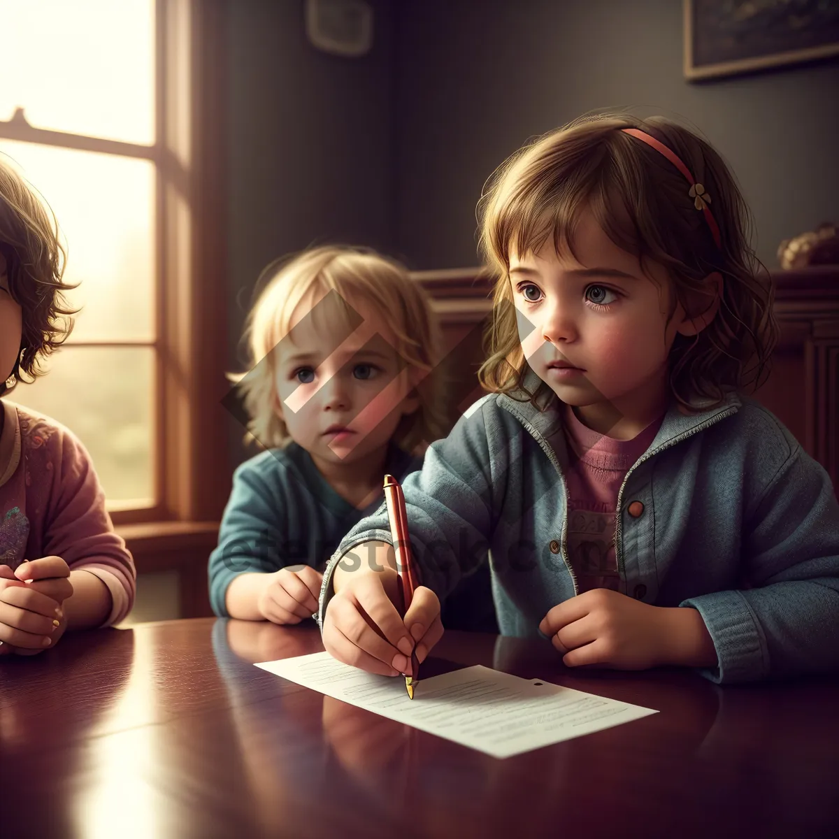 Picture of Happy family learning together at home