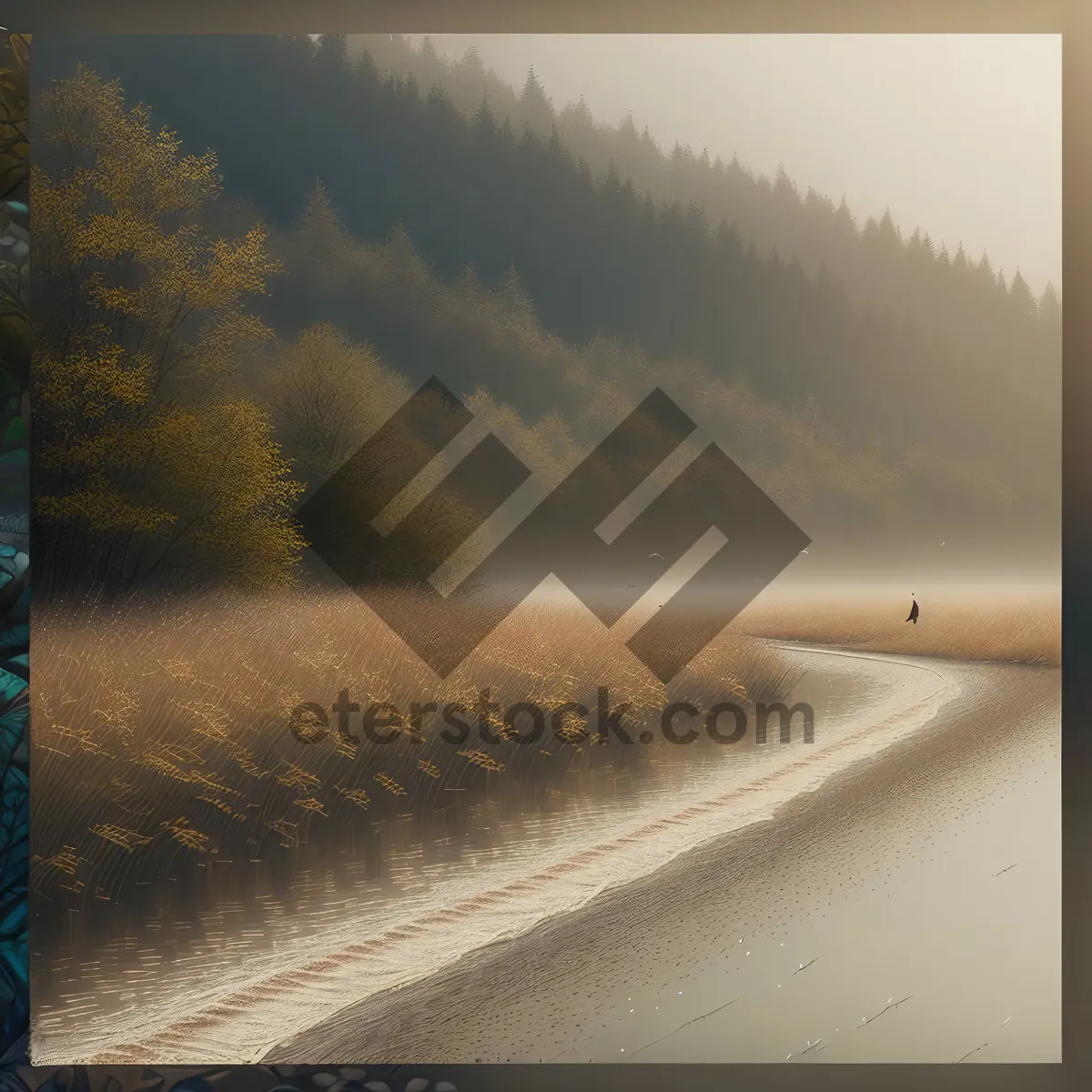 Picture of Sweeping Sunset Horizon with Tree and Water