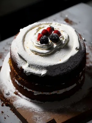 Delicious Chocolate Berry Cake with Sweet Creamy Sauce.