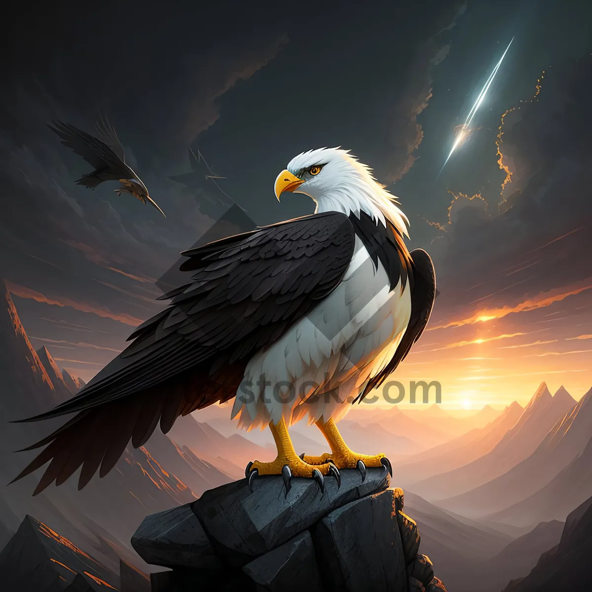 Picture of Bald Eagle soaring with piercing gaze