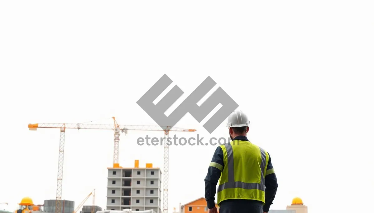 Picture of Professional worker at construction site in safety helmet.