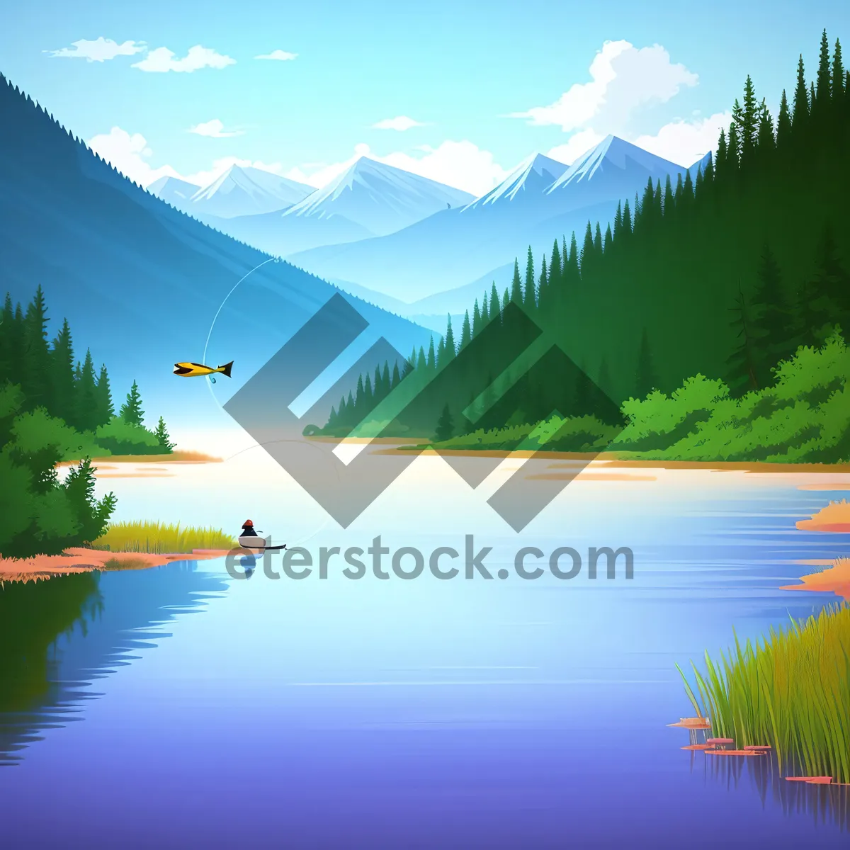 Picture of Serene Reflection: Tranquil Lake Amidst Autumn Forest