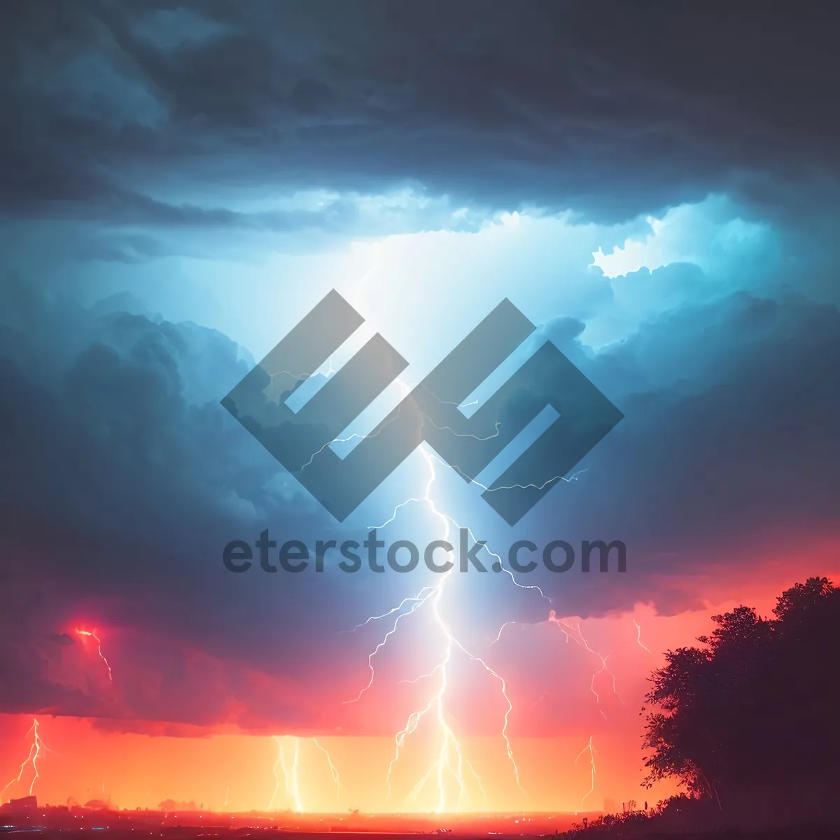 Picture of Electric Sky Storm: A Brilliant Thunderbolt Rains Power