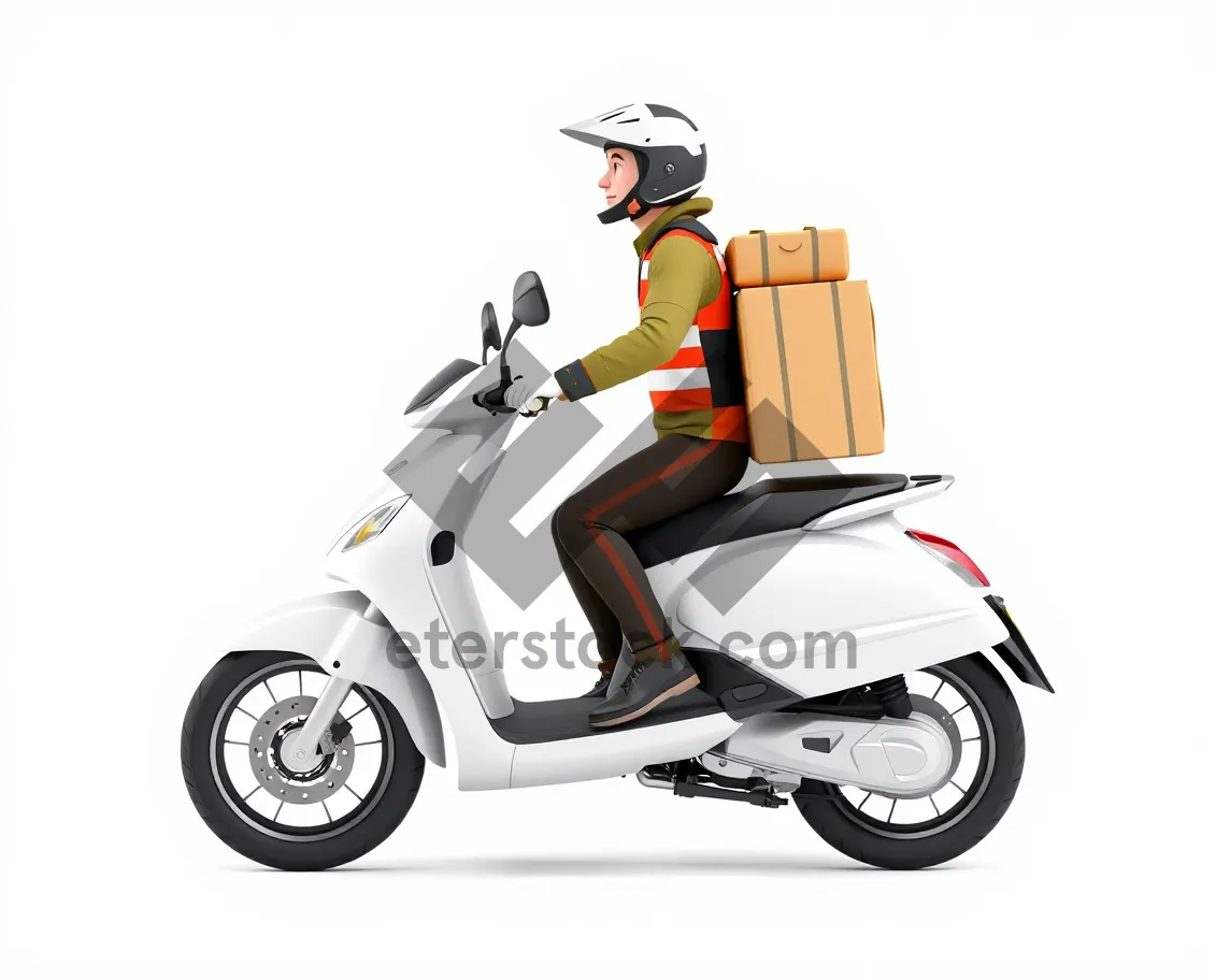 Picture of Silhouette of a speedy motor scooter in motion