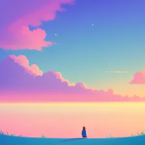Serene Summer Sky with Colorful Clouds
