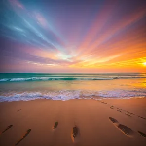 Golden Sunset Reflection on Ocean Waves