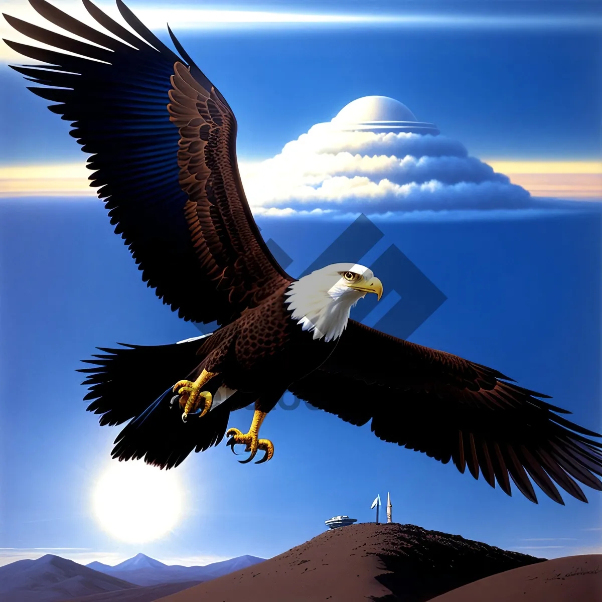 Picture of Stunning Bald Eagle Spreading Its Majestic Wings