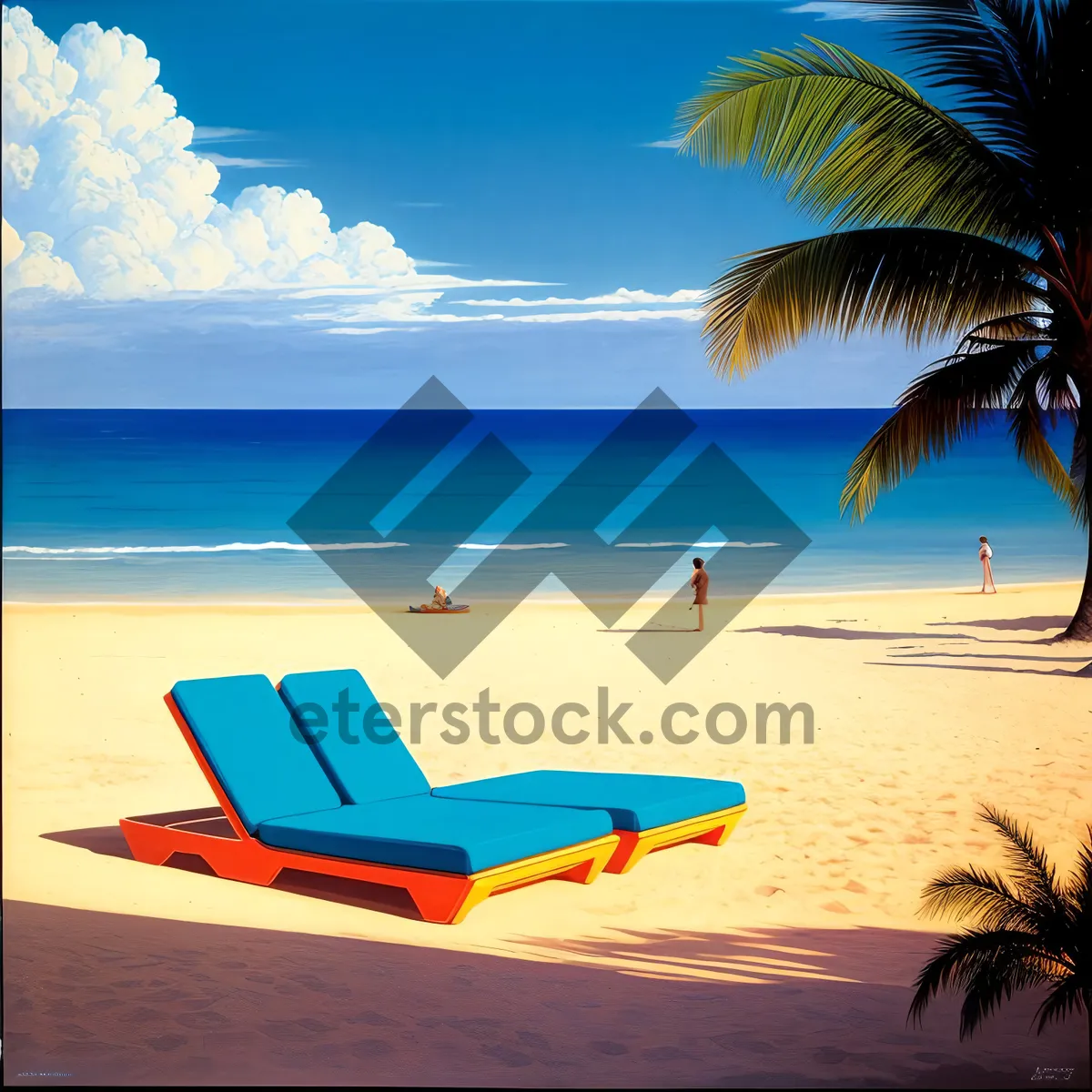 Picture of Turquoise paradise: Palm beach by the tranquil ocean