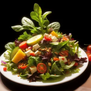 Fresh Vegetarian Salad with Tomato and Cheese