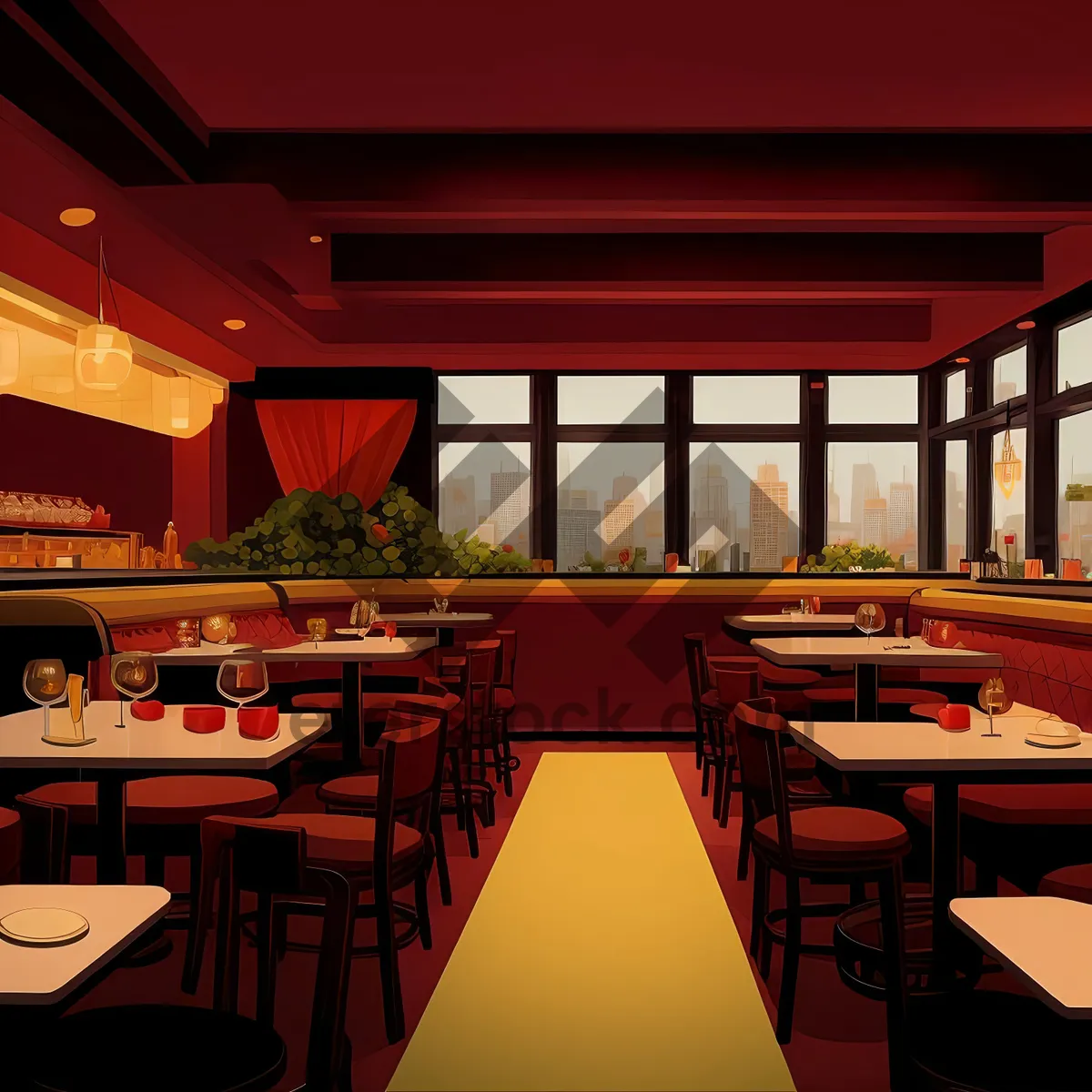 Picture of Modern interior design of restaurant dining area