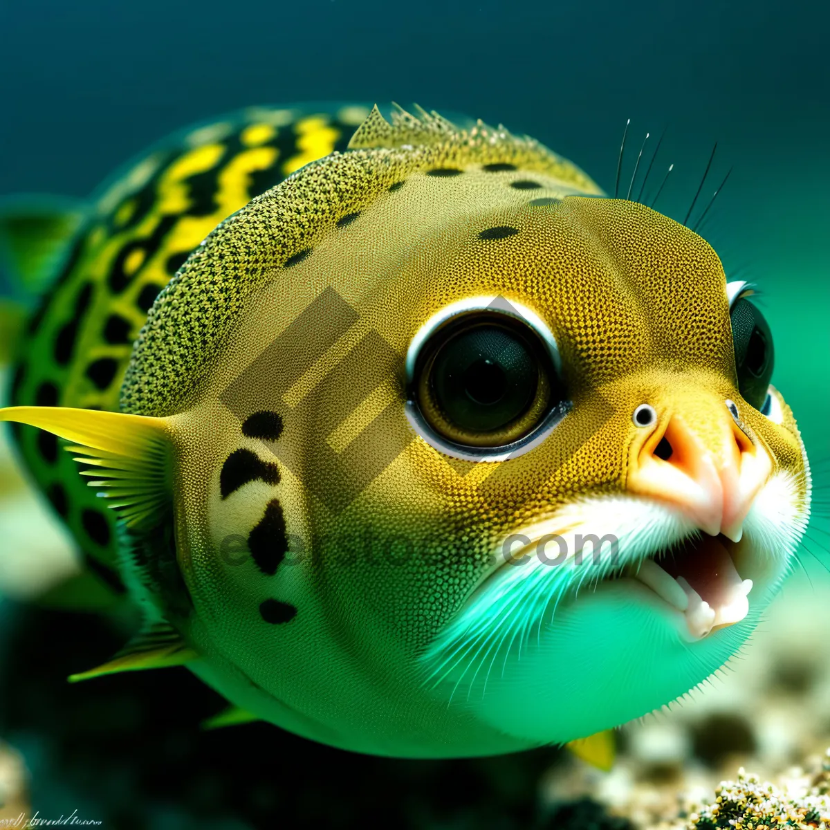 Picture of Colorful Puffer Fish in Tropical Reef Waters