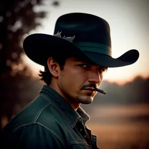 Male Cowboy Portrait with Hat and Shirt