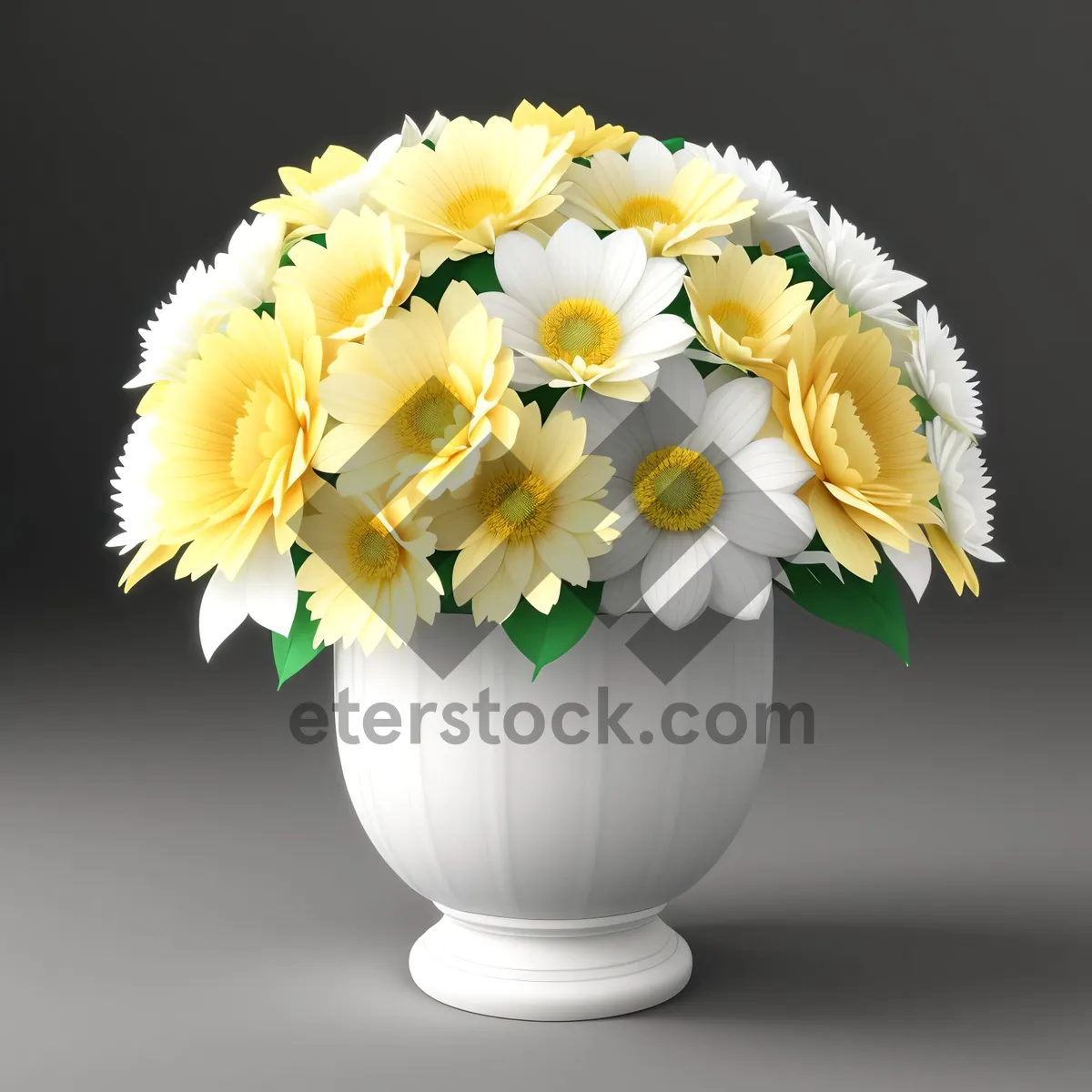 Picture of Colorful Daisy Bouquet in Vase - Fresh Floral Arrangement