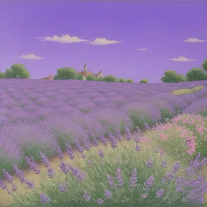 Vibrant Summer Meadow with Purple Lavender and Blooming Flowers