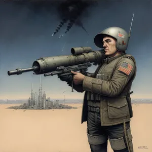 Warrior with Aviator Helmet and Bazooka Launcher