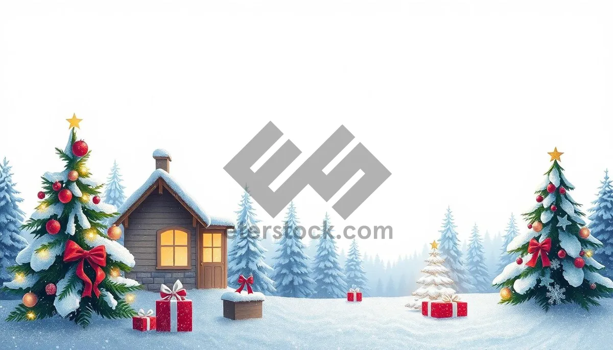 Picture of Winter Mountain Landscape with Rustic Barn and Trees