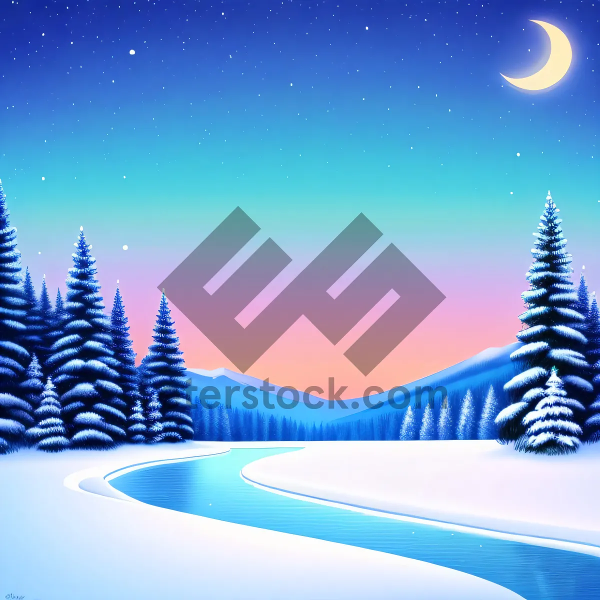 Picture of Festive Winter Wonderland Pine Tree Greeting Card