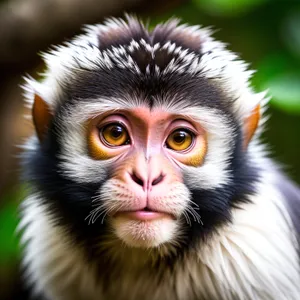 Cute Macaque Monkey Portrait in Zoo