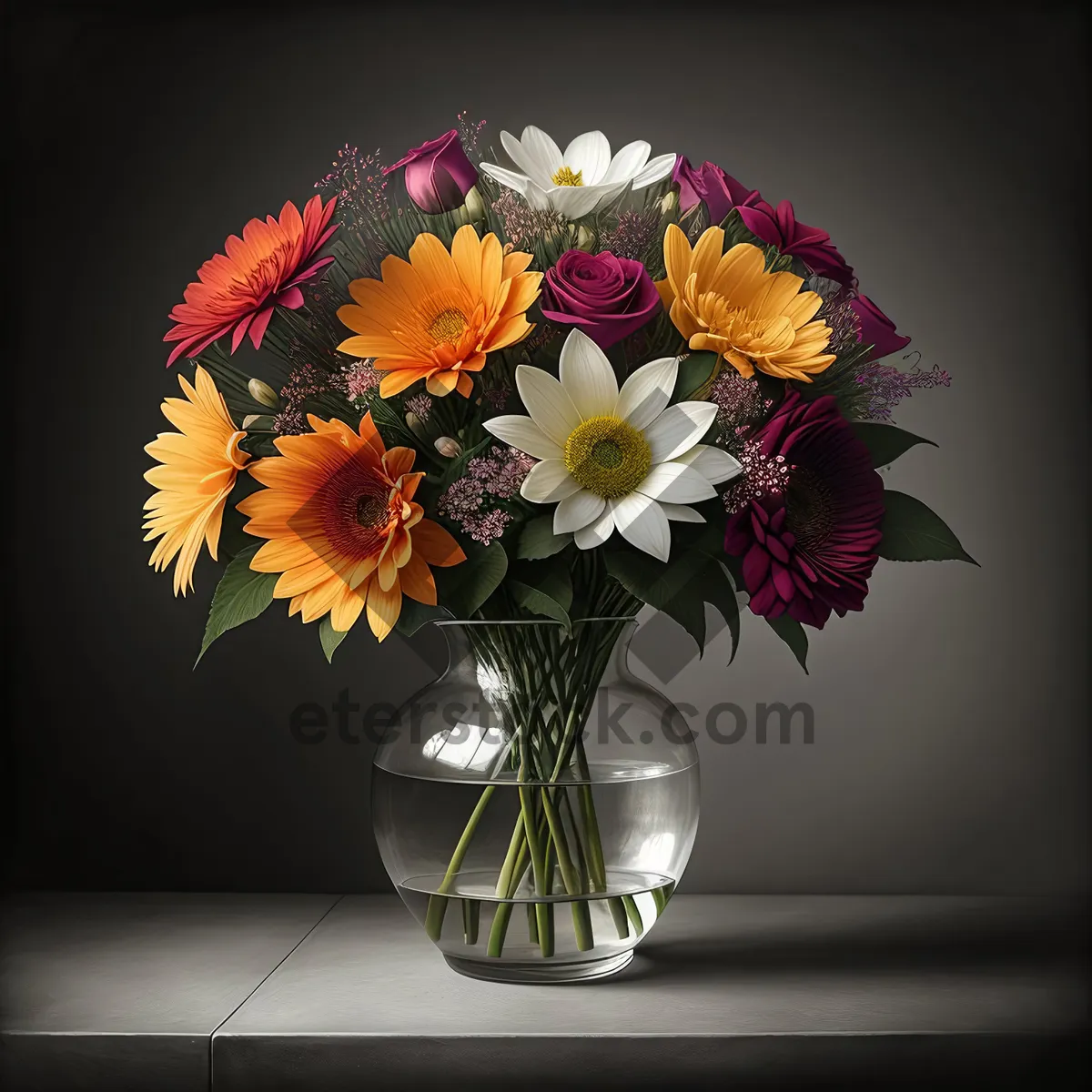 Picture of Bountiful Blooms: Vibrant and Colorful Flower Bouquet