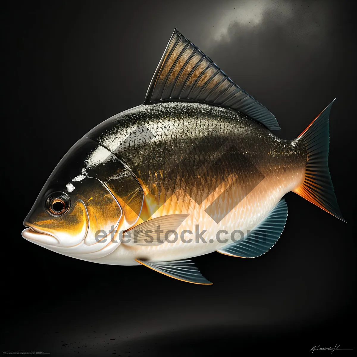 Picture of Colorful Finned Fish Swimming in Aquarium