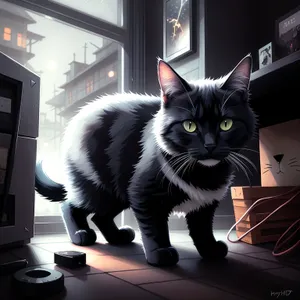 Curious Kitty Glancing at Computer Keyboard