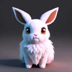 Cute Bunny with Fluffy Ears Sitting