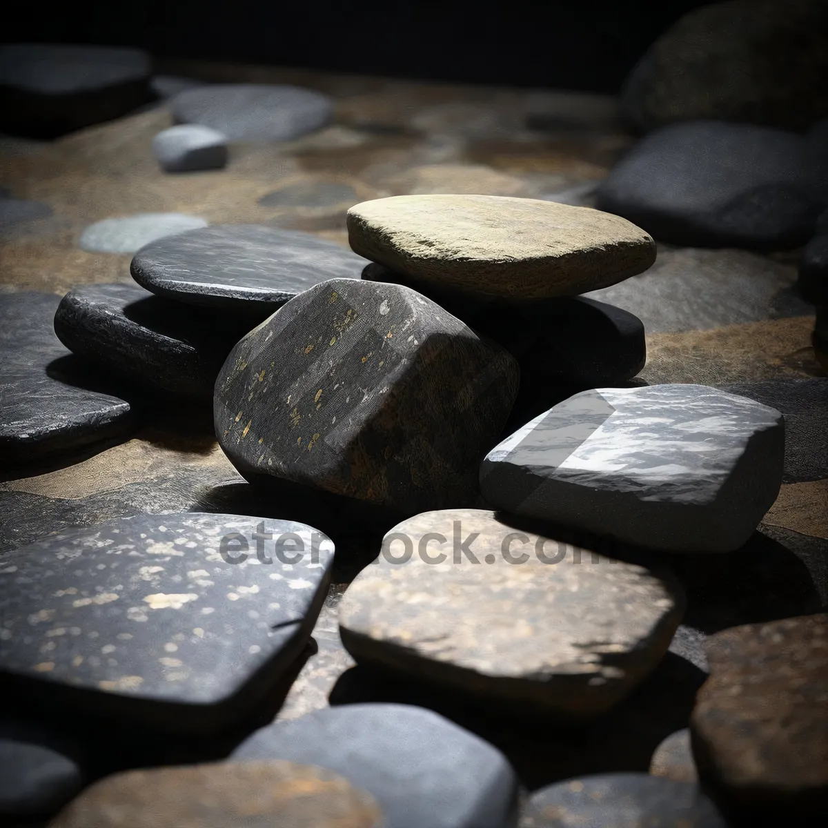 Picture of Old Stone Wall with Textured Gray Bricks