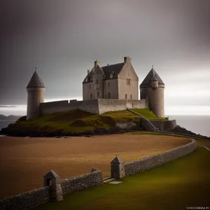 Medieval Castle Tower, Historic Fortress in City