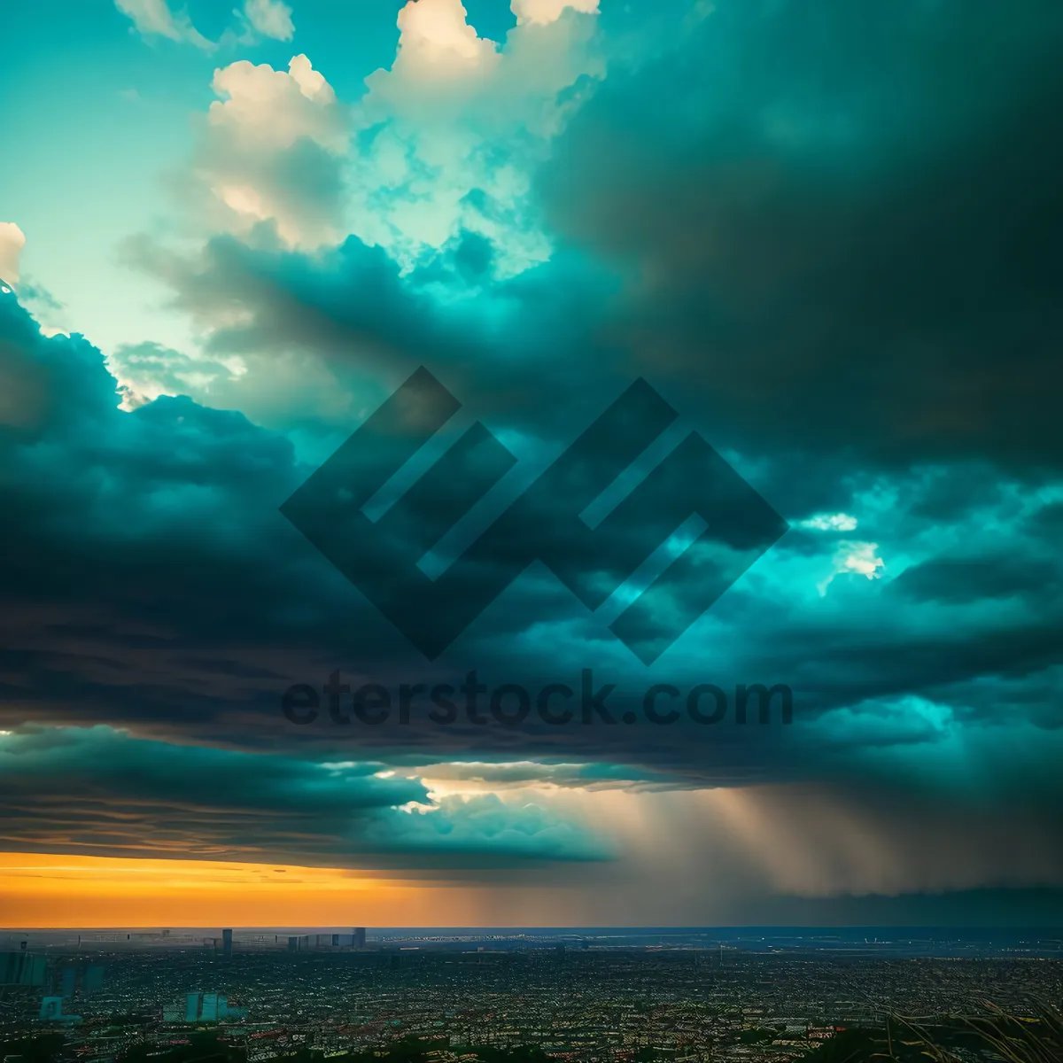 Picture of Vibrant summer sunset over the ocean