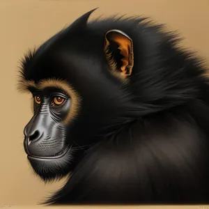 Gibbon's captivating black-eyed primate portrait.