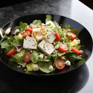 Fresh Vegetable Gourmet Salad in White Bowl