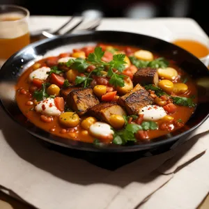 Vegetarian Chickpea Stew with Fresh Vegetables and Spices