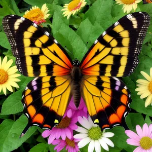 Vibrant Butterfly perched on Orange Flowers
