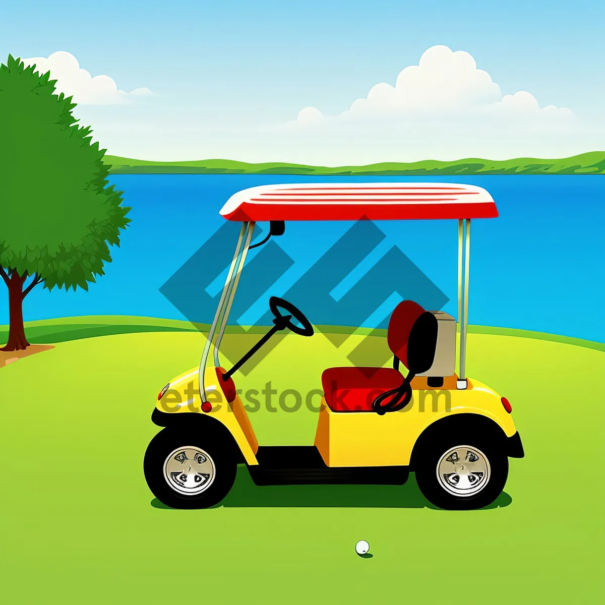 Picture of Cartoon Golfer at Golf Course